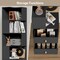 ELECWISH Corner Shelf with Light 5-Tier Black Storage Cabinet with Drawers Modern Tall Bookshelf Stand for Living Room